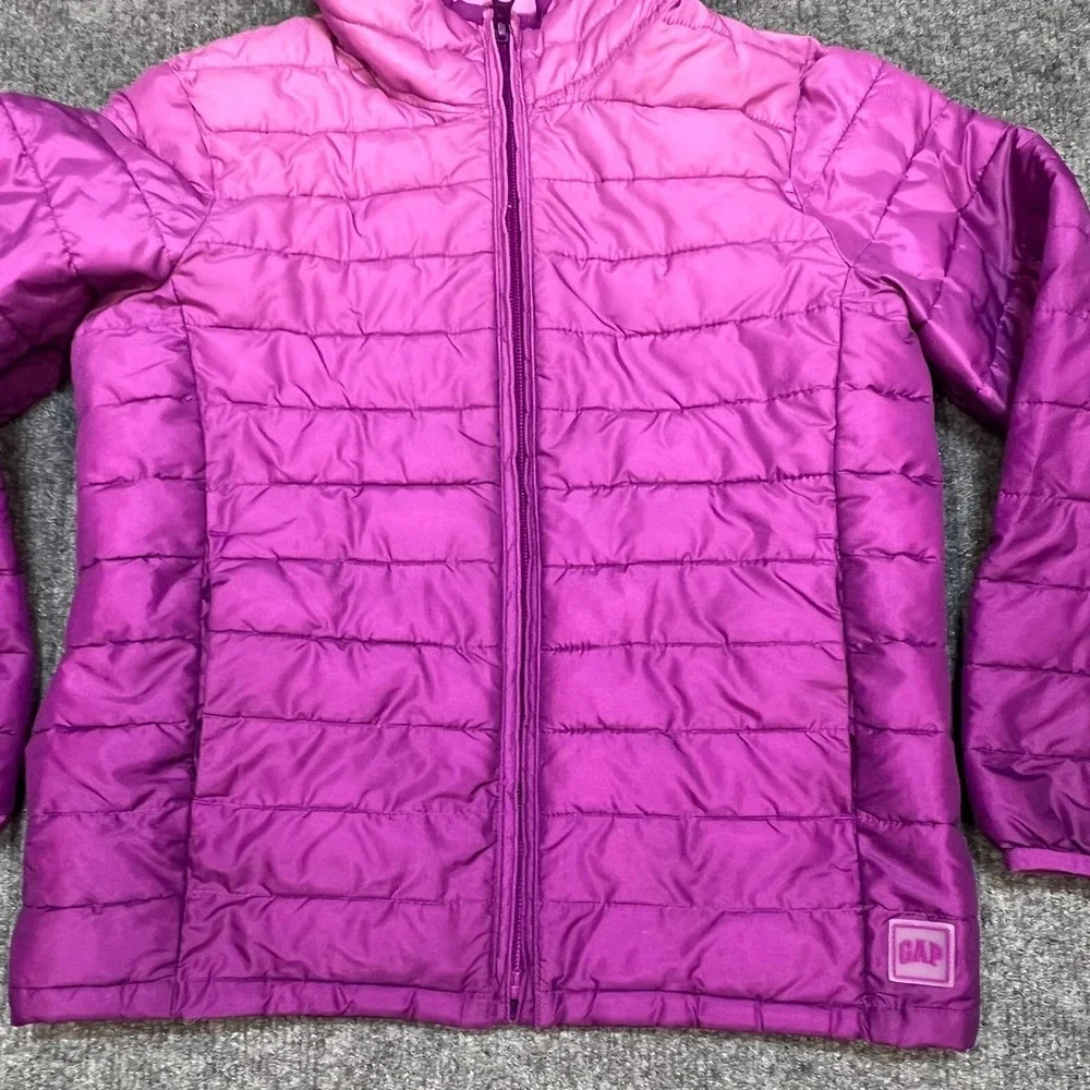 Gap Kids Girls Small Pink Purple Ombre Primaloft Puffer Jacket Hooded Coat